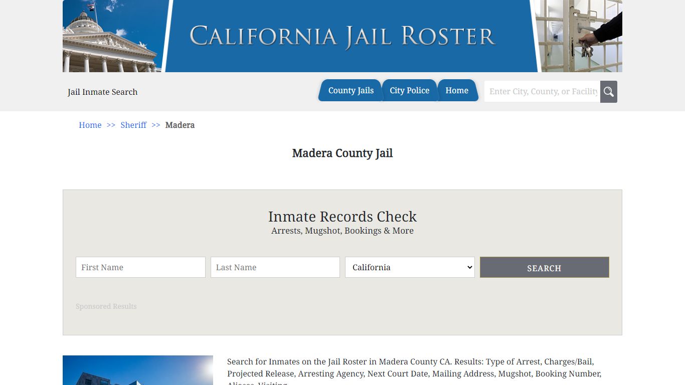 Madera County Jail | Jail Roster Search